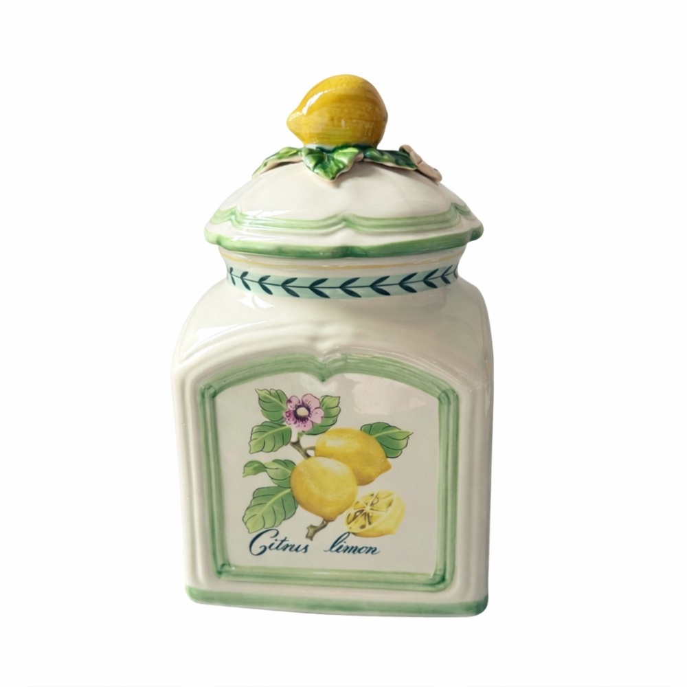 Villeroy & Boch French Garden Charm Citrus Lemon Canister Jar With Lid Decor